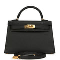 Hermes Kelly Sellier 20 Black Epsom Gold Hardware