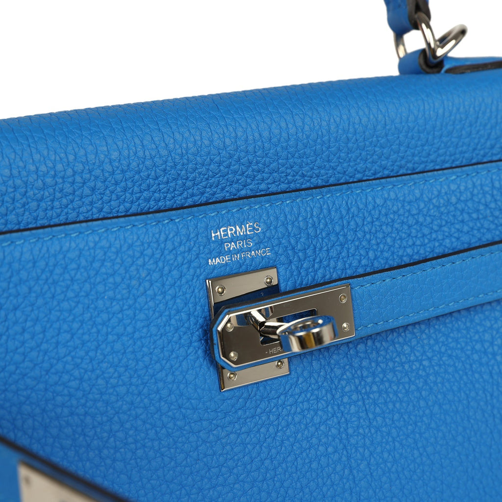 New Hermes Kelly Retourne 25 Bleu France Togo Palladium Hardware