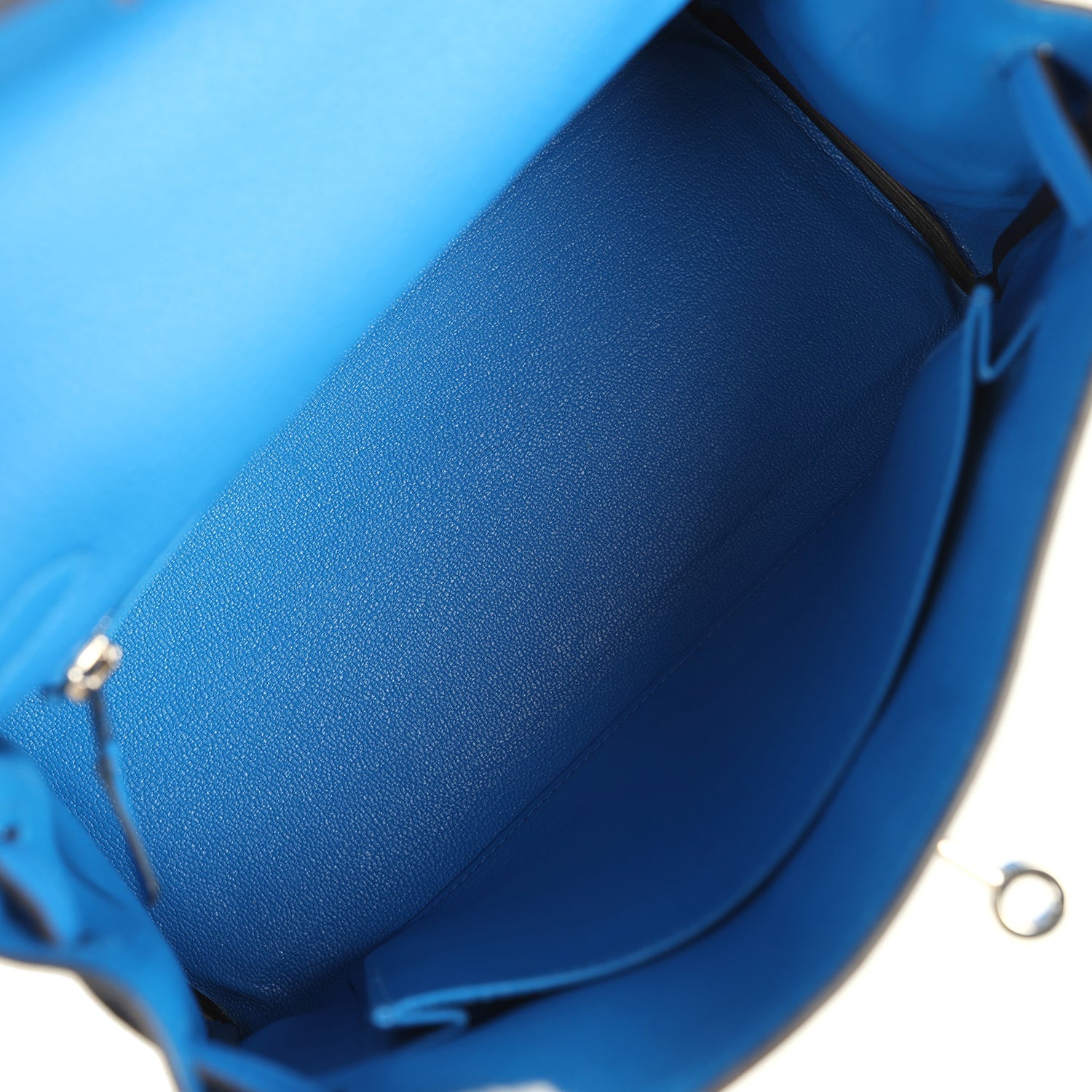 Pre-owned Hermes Kelly Retourne 25 Bleu France Togo Palladium Hardware