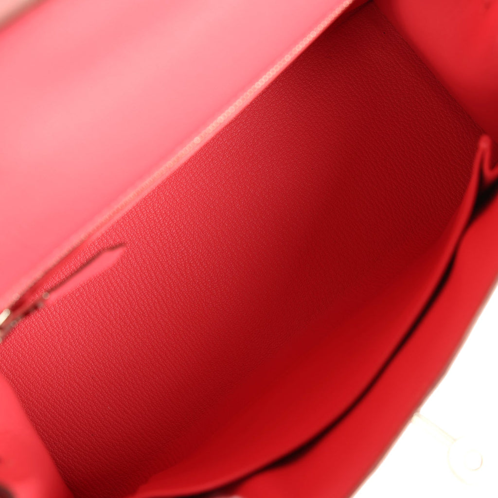 Pre-owned Hermes Kelly Sellier 25 Rose Lipstick Chevre Mysore Palladium Hardware