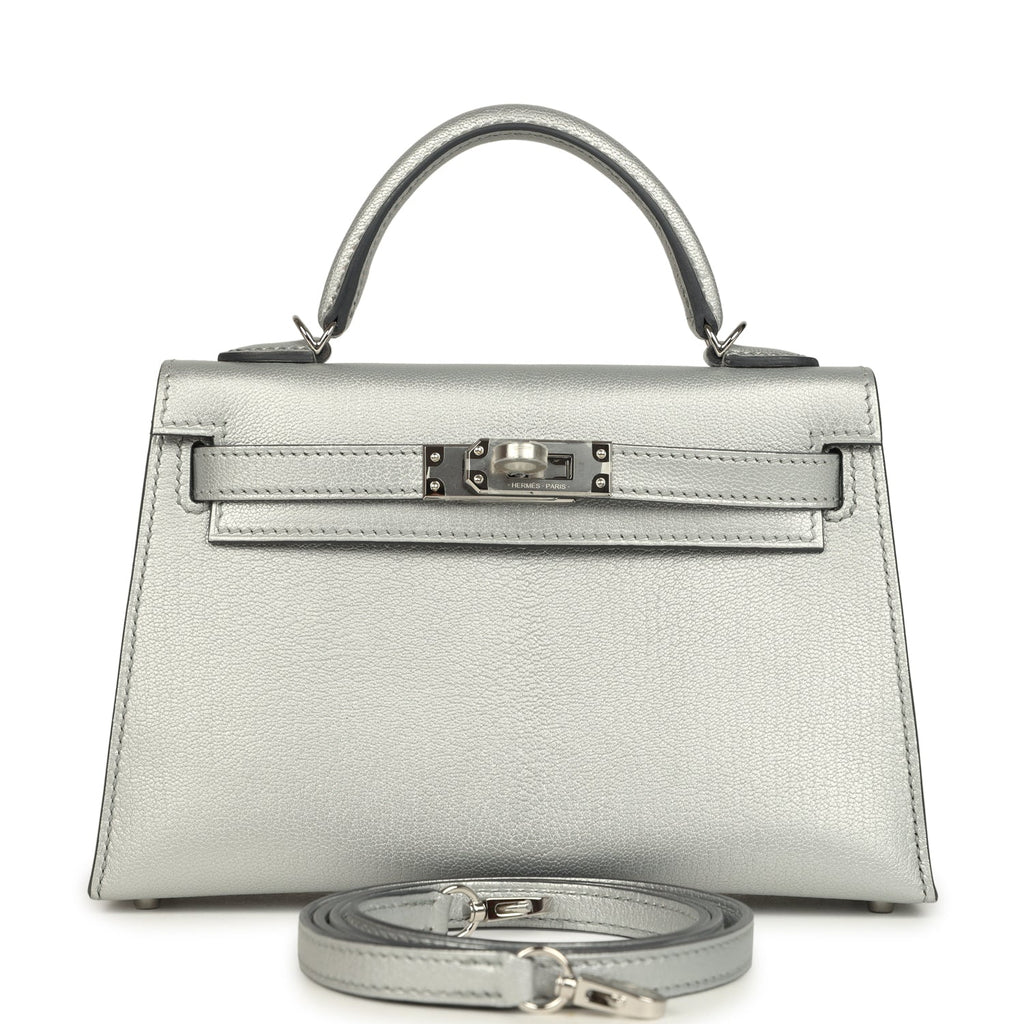 Hermes Kelly Sellier 20 Argent Chevre Chamkilight Palladium Hardware