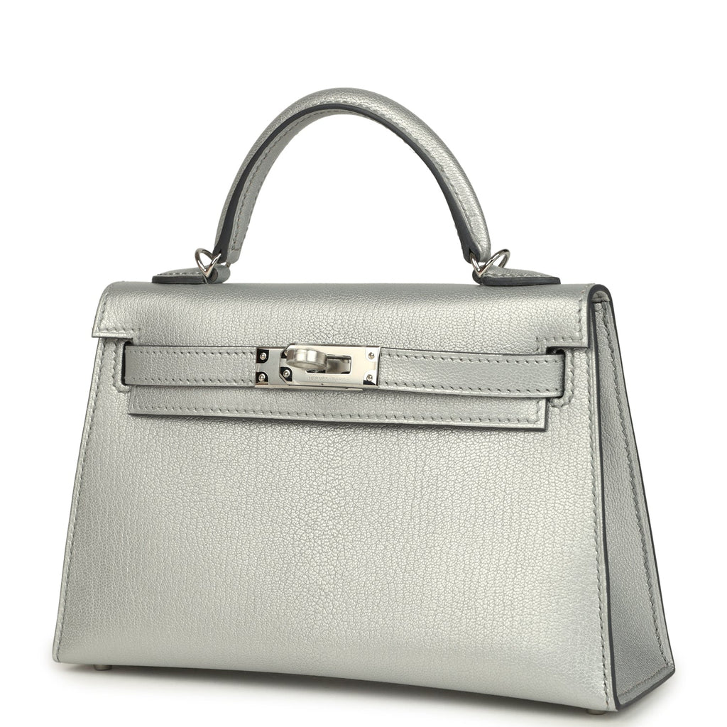 Hermes Kelly Sellier 20 Argent Chevre Chamkilight Palladium Hardware