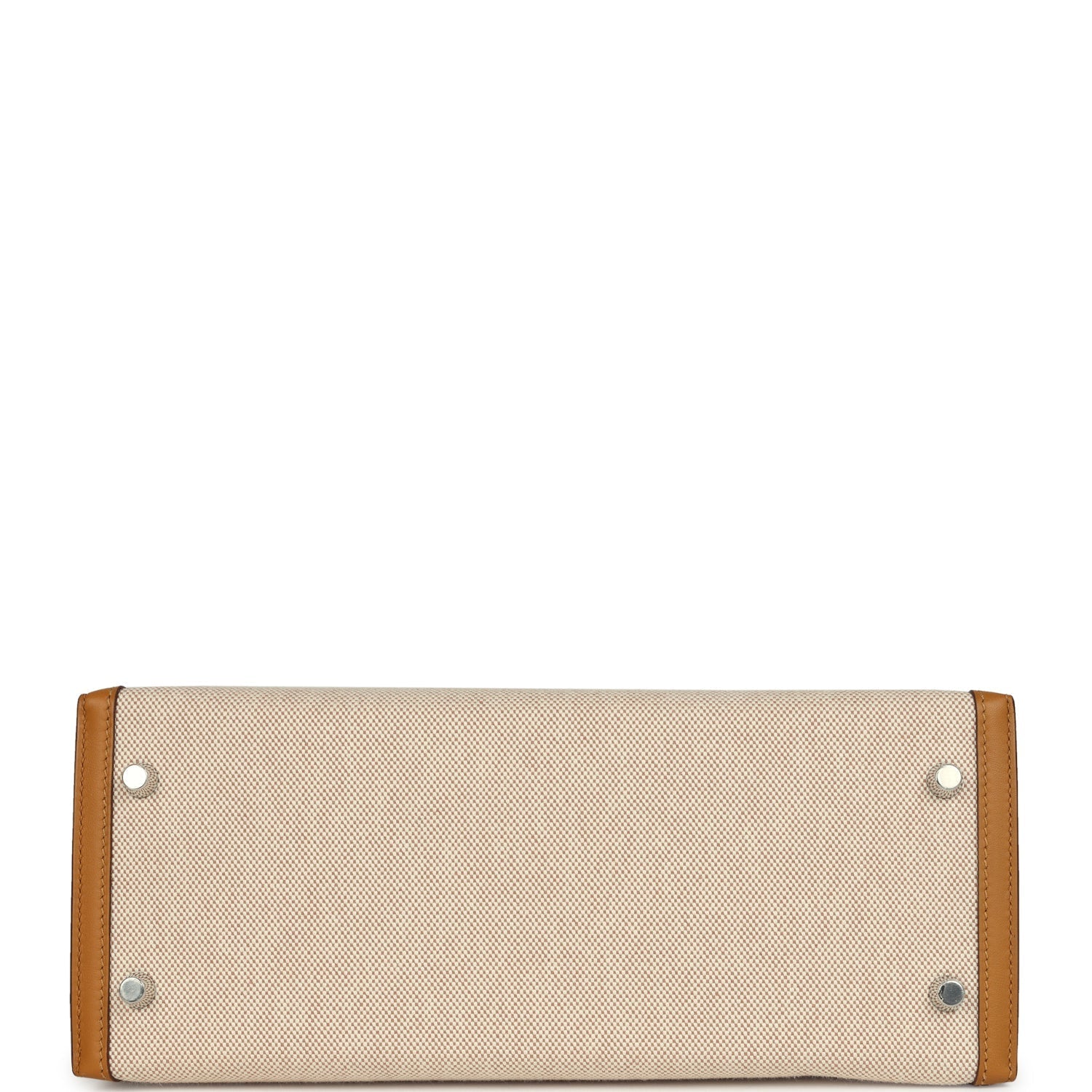 Pre-owned Hermes Kelly Sellier 28 Beige & Ecru Toile H Canvas and Sesame Swift Palladium Hardware
