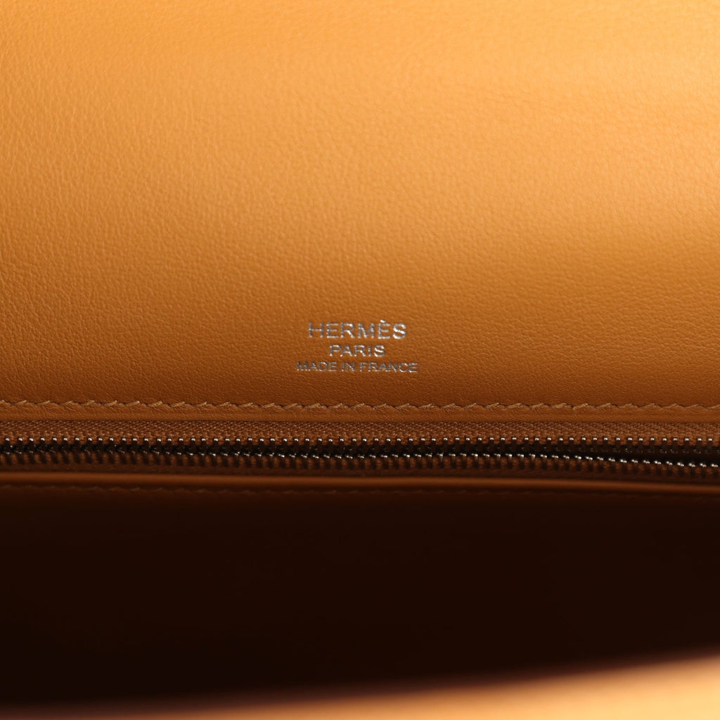 Pre-owned Hermes Kelly Sellier 28 Beige & Ecru Toile H Canvas and Sesame Swift Palladium Hardware
