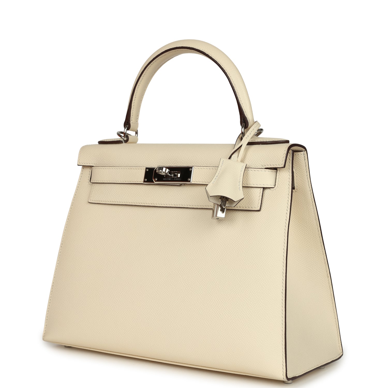 Pre-owned Hermes Kelly Sellier 28 Nata Epsom Palladium Hardware