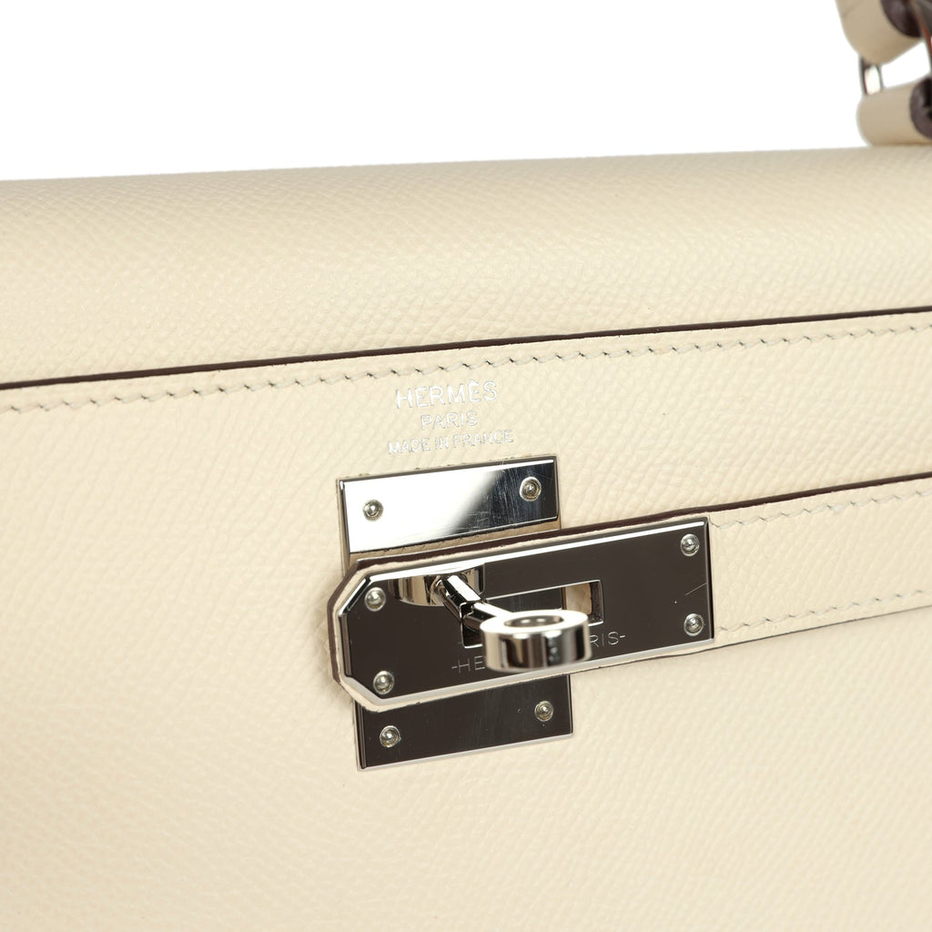 New Hermes Kelly Sellier 28 Nata Epsom Palladium Hardware