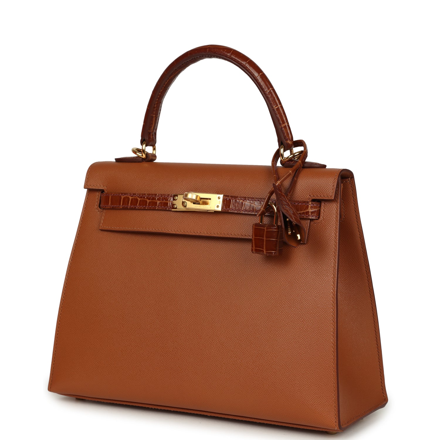 Hermes Kelly Sellier 25 Gold Madame and Miel Shiny Niloticus Crocodile Touch Gold Hardware