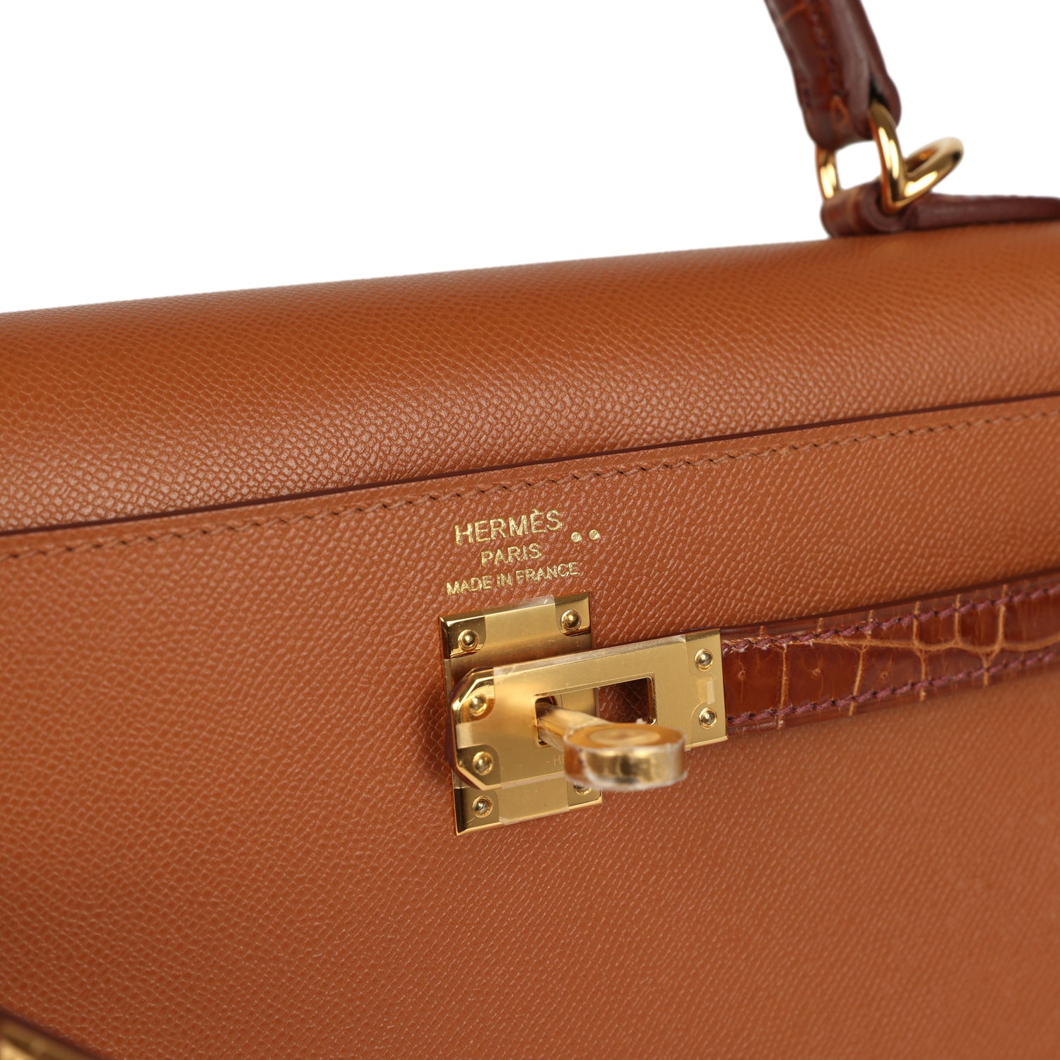 Hermes Kelly Sellier 25 Gold Madame and Miel Shiny Niloticus Crocodile Touch Gold Hardware