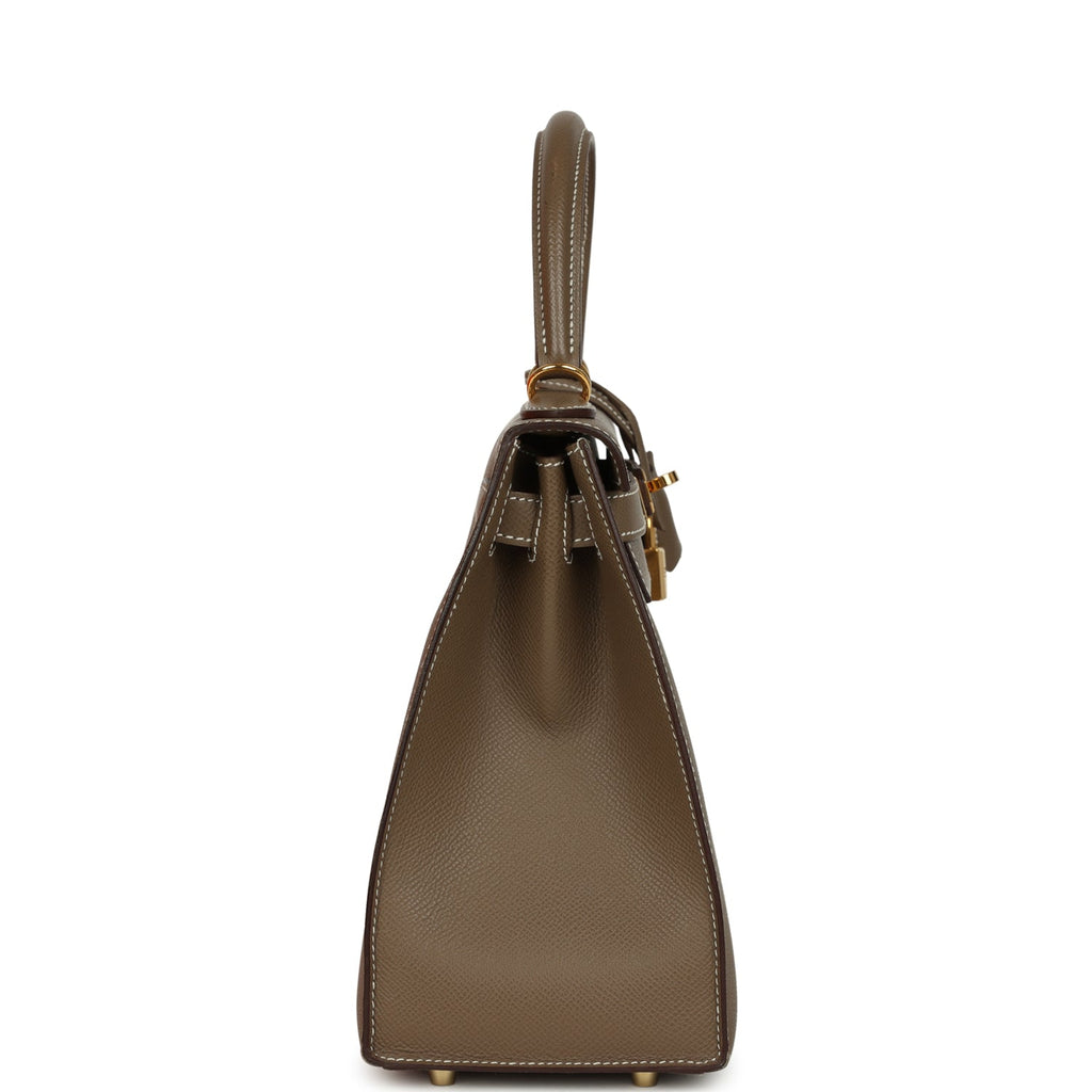 Pre-owned Hermes Kelly Sellier 28 Etoupe Epsom Gold Hardware