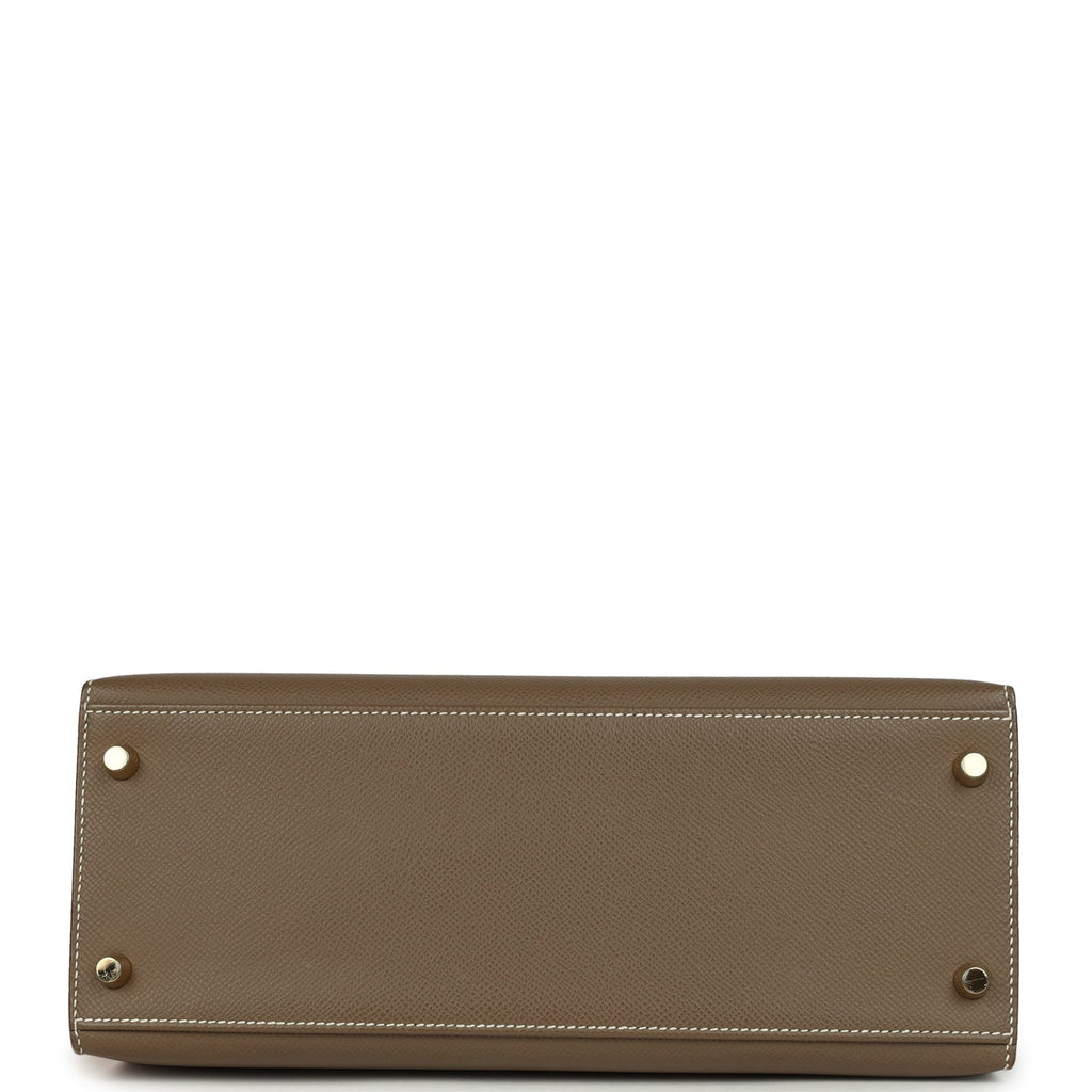 Pre-owned Hermes Kelly Sellier 28 Etoupe Epsom Gold Hardware
