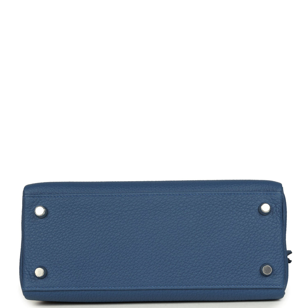 Hermes Kelly Retourne 25 Bleu Tie Togo Palladium Hardware