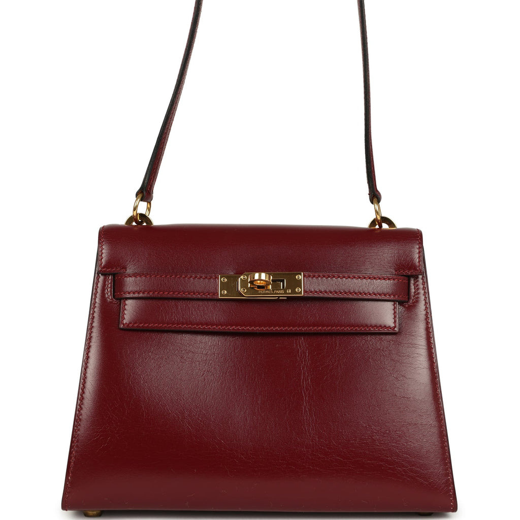 New Hermes Kelly Sellier 20 Rouge H Box Gold Hardware