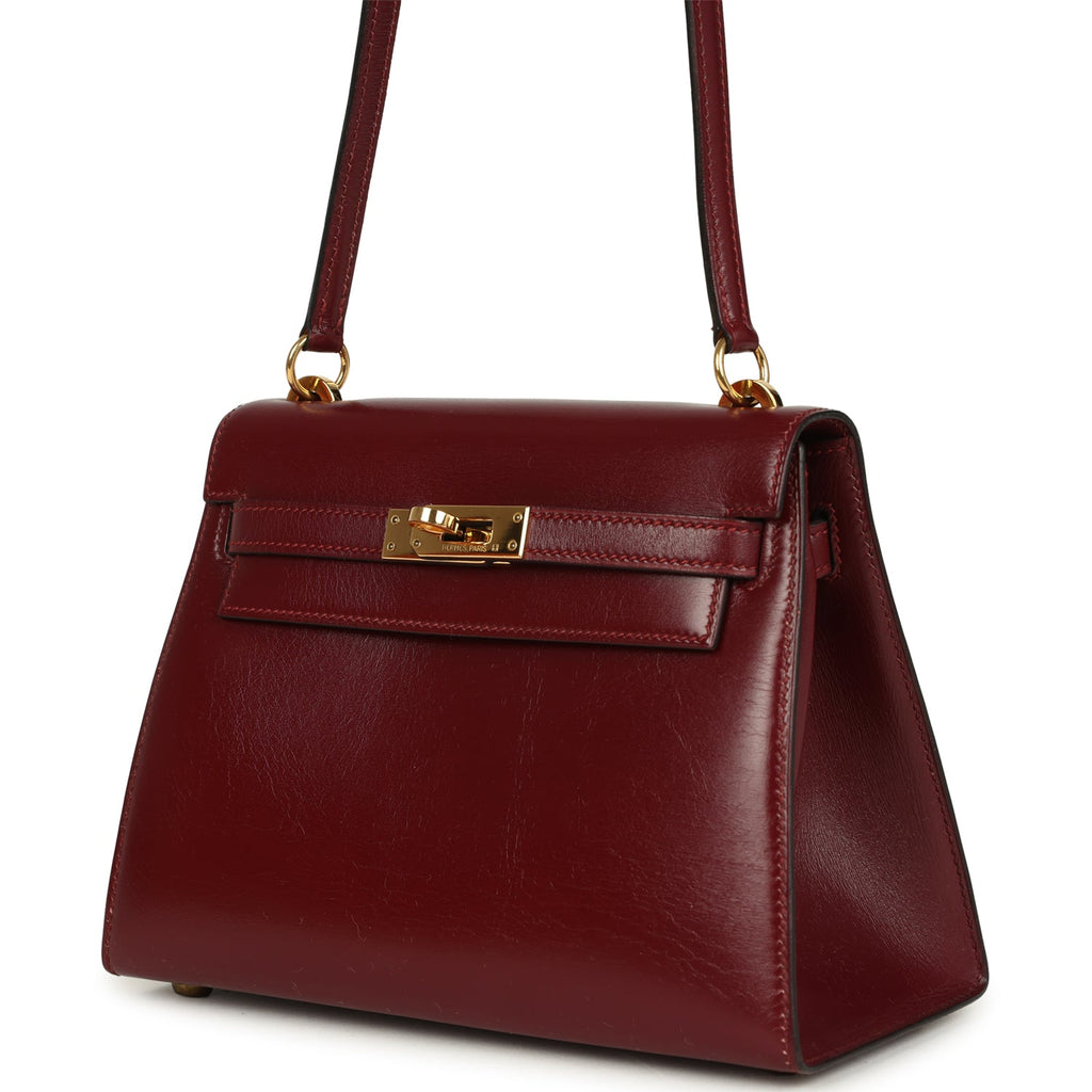 Vintage Hermes Kelly Sellier 20 Rouge H Box Gold Hardware