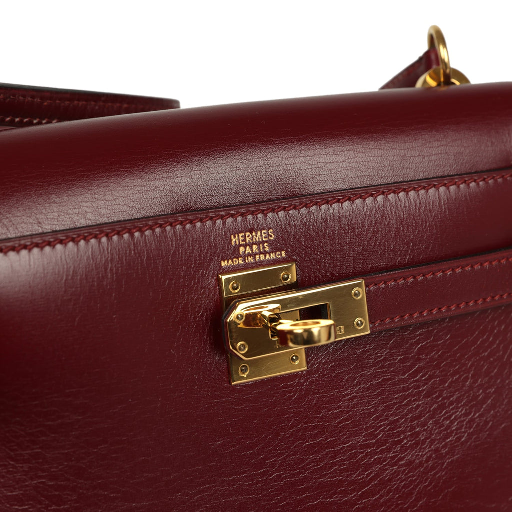 Vintage Hermes Kelly Sellier 20 Rouge H Box Gold Hardware