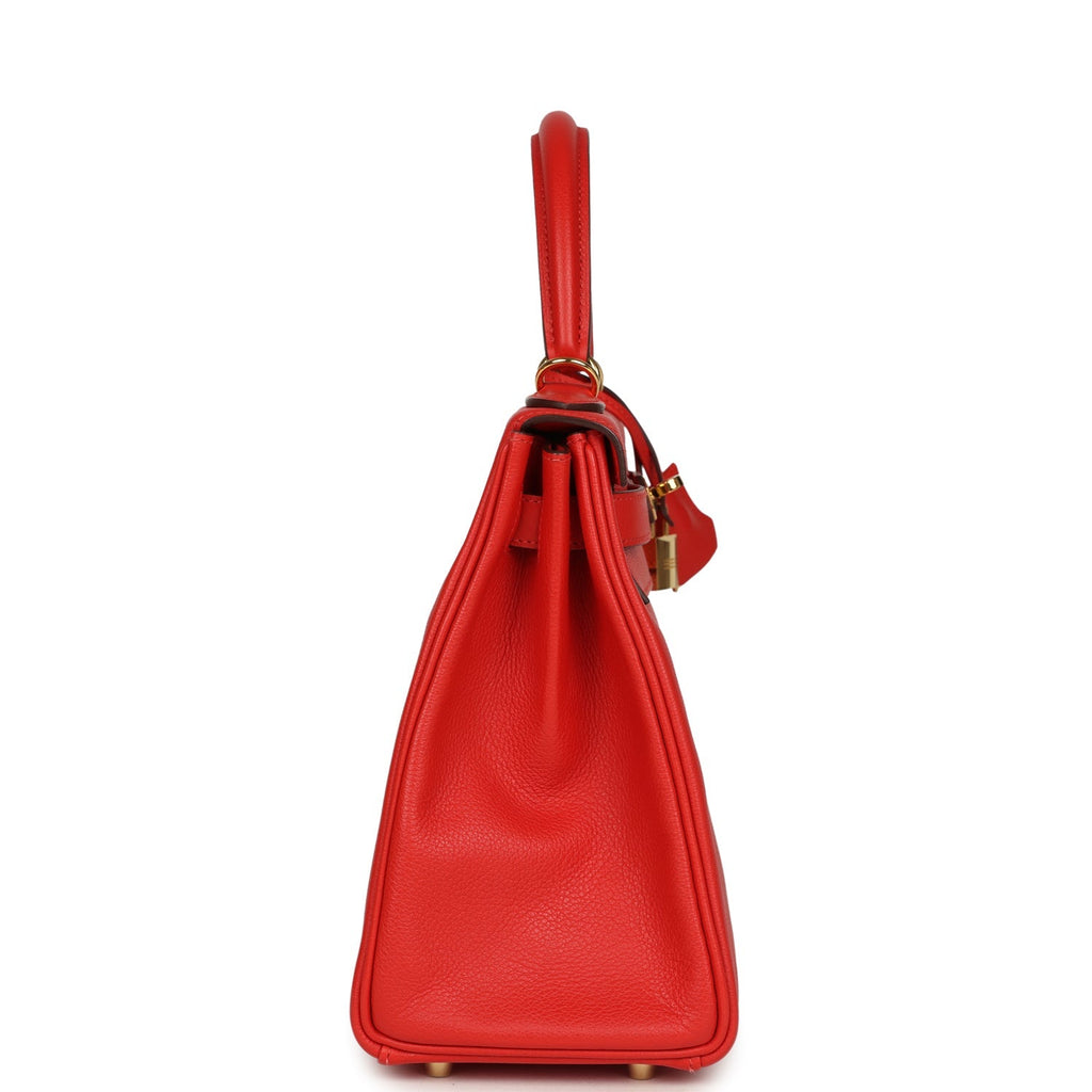 Pre-owned Hermes Kelly Retourne 28 Rouge Tomate Evercolor Gold Hardware