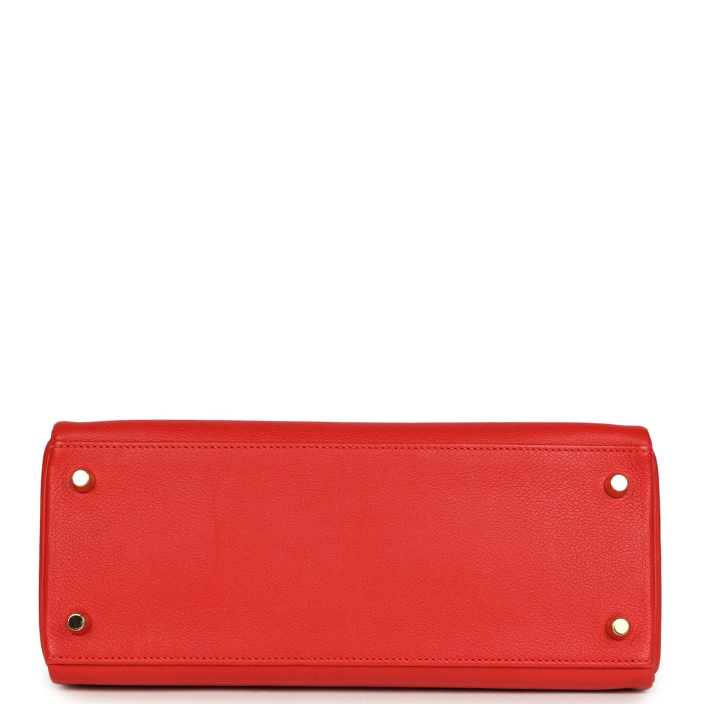 Pre-owned Hermes Kelly Retourne 28 Rouge Tomate Evercolor Gold Hardware