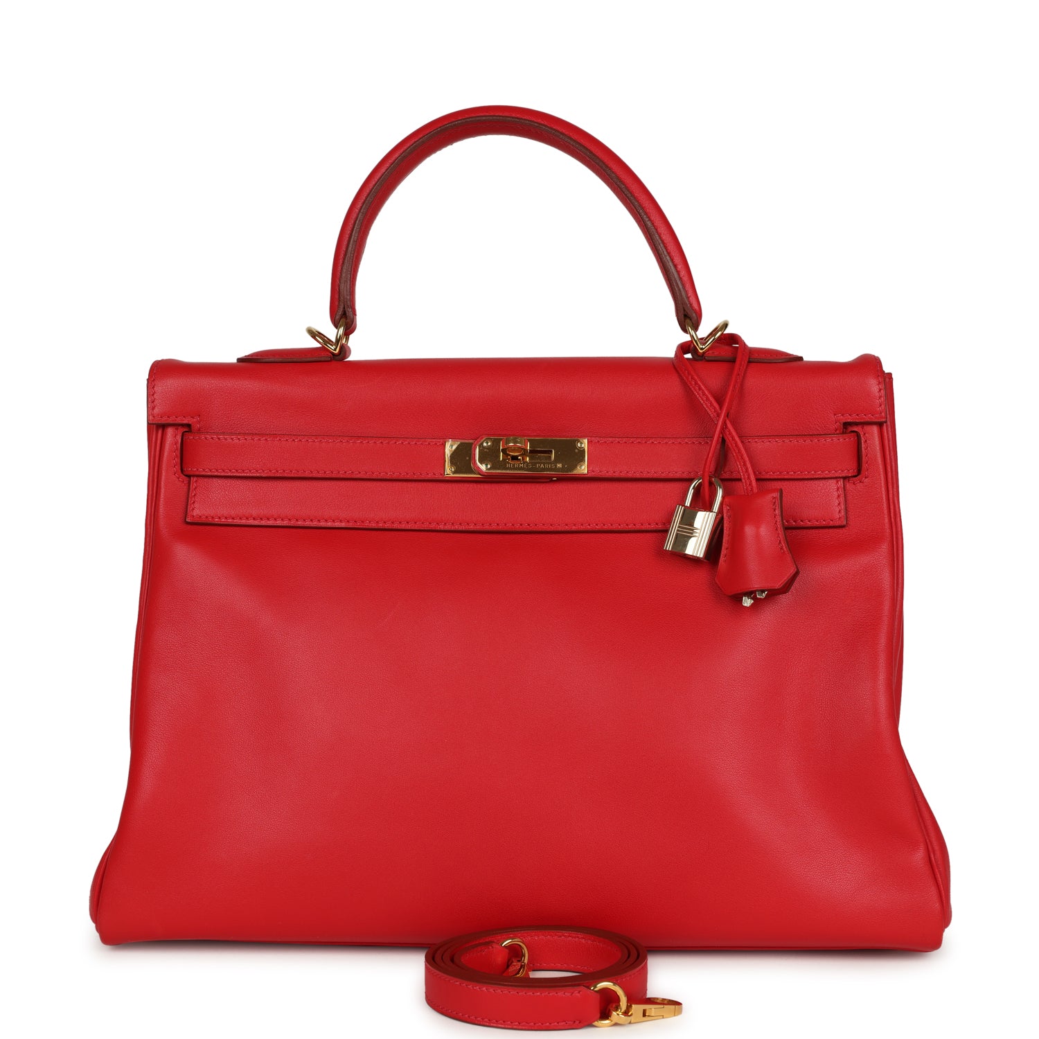 New Hermes Kelly Retourne 35 Rouge Vif Gulliver Gold Hardware