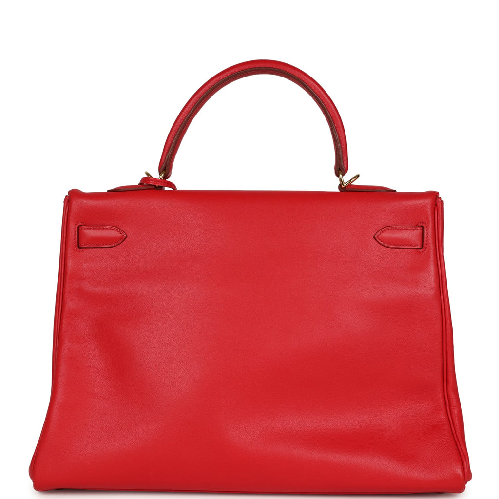New Hermes Kelly Retourne 35 Rouge Vif Gulliver Gold Hardware