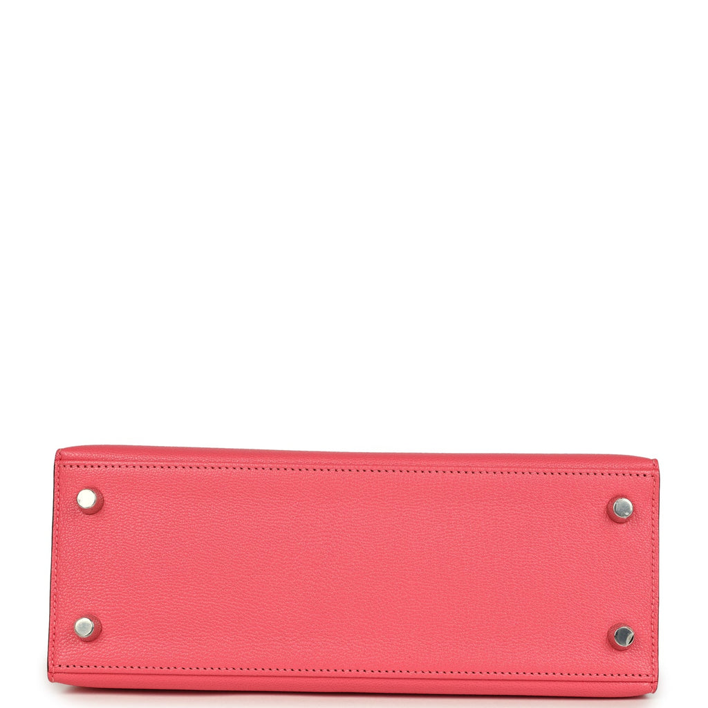 Hermes Kelly Sellier 25 Rose Lipstick Chevre Mysore Palladium Hardware