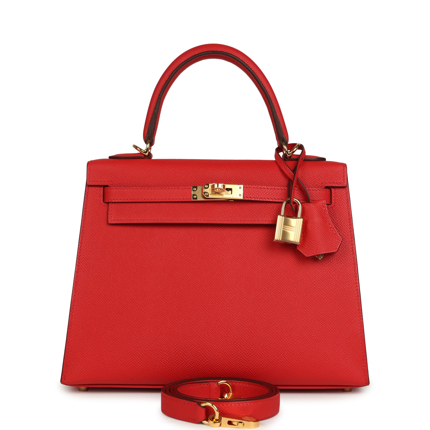 Hermes Kelly Sellier 25 Rouge Radieux Epsom Gold Hardware
