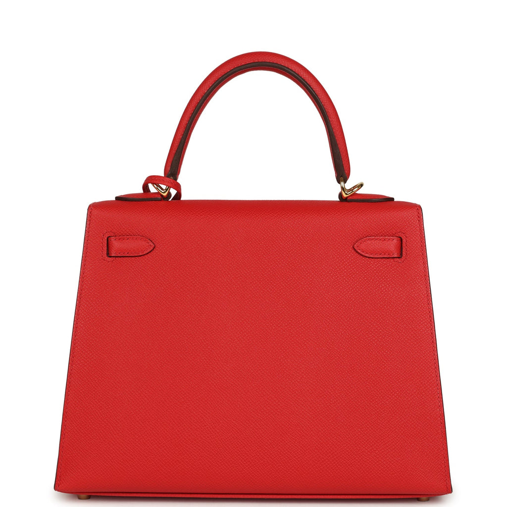 Hermes Kelly Sellier 25 Rouge Radieux Epsom Gold Hardware