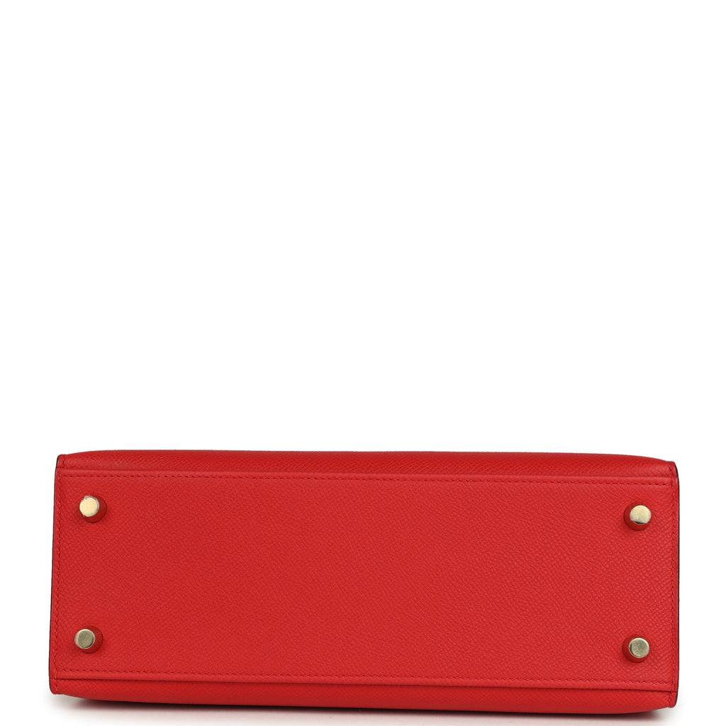 Hermes Kelly Sellier 25 Rouge Radieux Epsom Gold Hardware