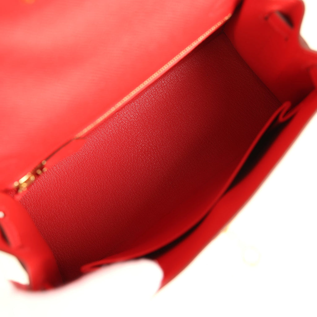Hermes Kelly Sellier 25 Rouge Radieux Epsom Gold Hardware