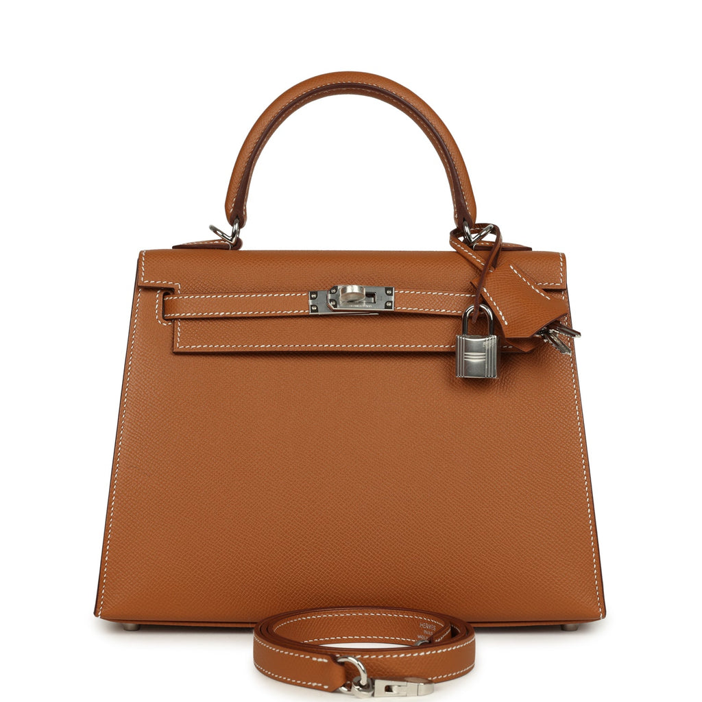 Hermes Kelly Sellier 25 Gold Epsom Palladium Hardware