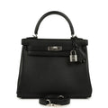 Hermes Kelly Retourne 25 Black Cheri Palladium Hardware