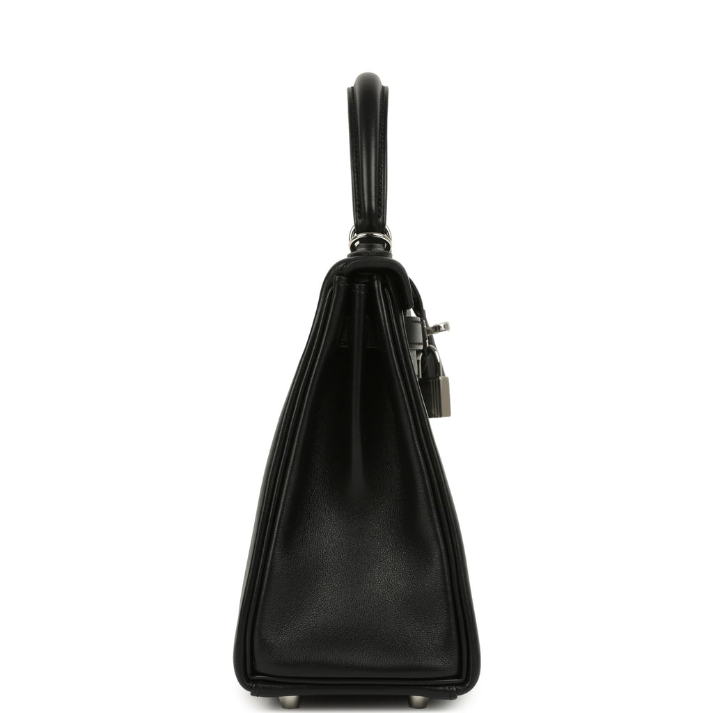 Hermes Kelly Retourne 25 Black Cheri Palladium Hardware