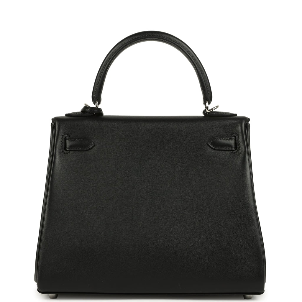 Hermes Kelly Retourne 25 Black Cheri Palladium Hardware
