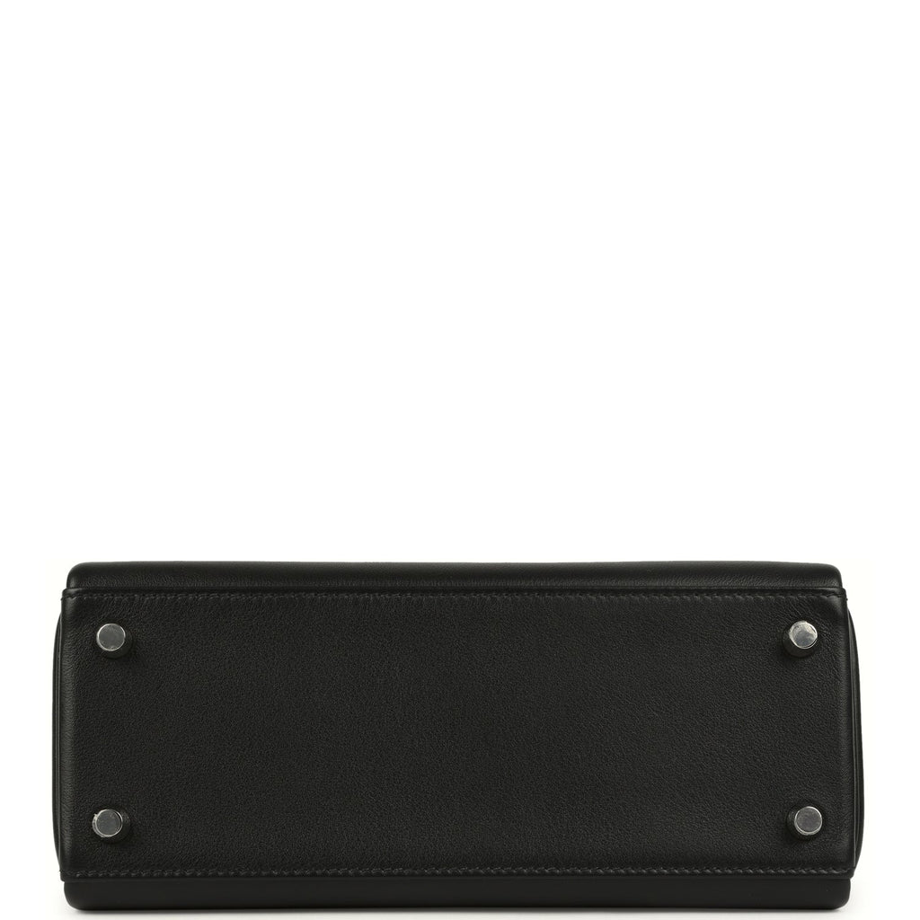 Hermes Kelly Retourne 25 Black Cheri Palladium Hardware