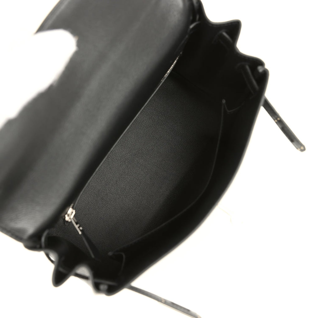 Hermes Kelly Retourne 25 Black Cheri Palladium Hardware