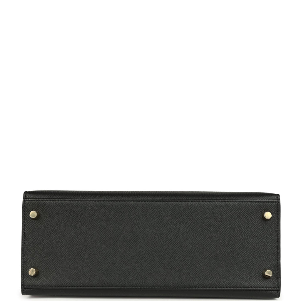 Pre-owned Hermes Kelly Sellier 28 Black Epsom Gold Hardware