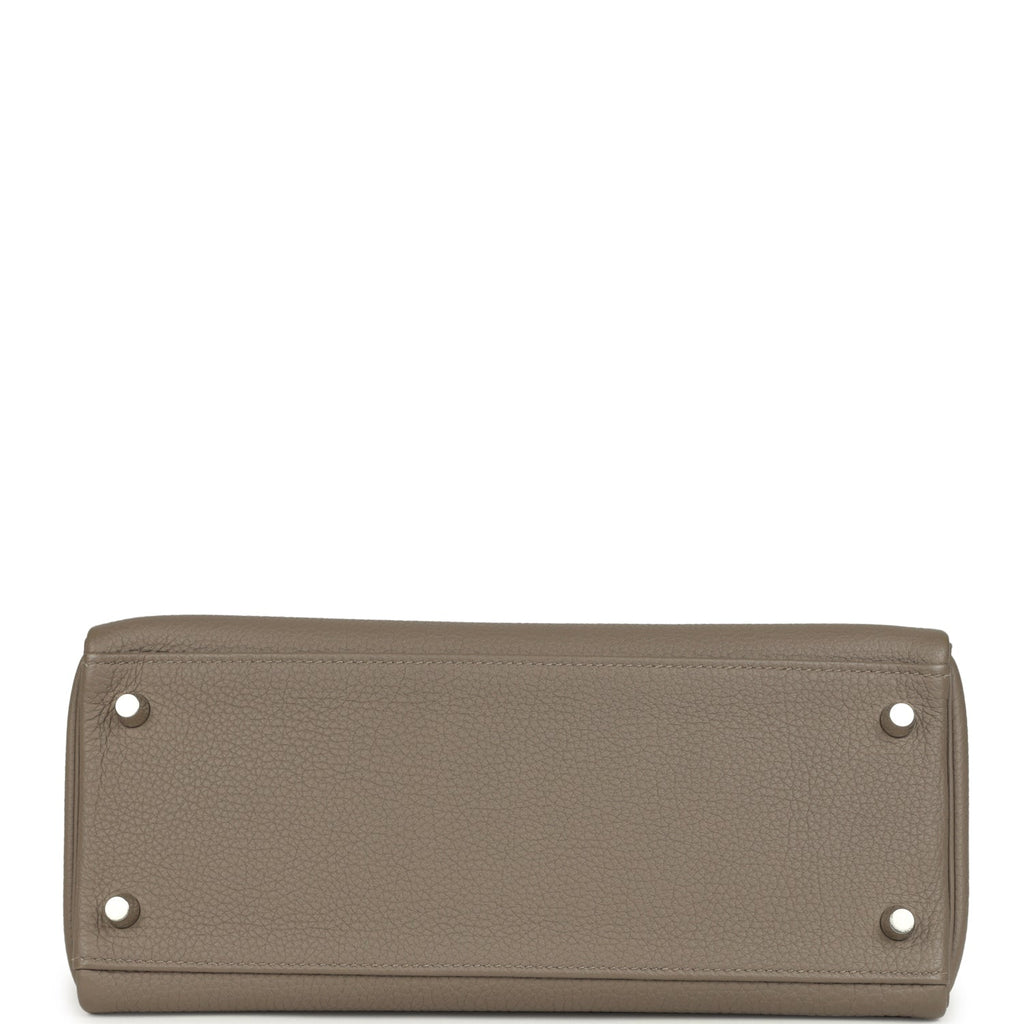 Pre-owned Hermes Kelly Retourne 28 Gris Asphalt Togo Palladium Hardware