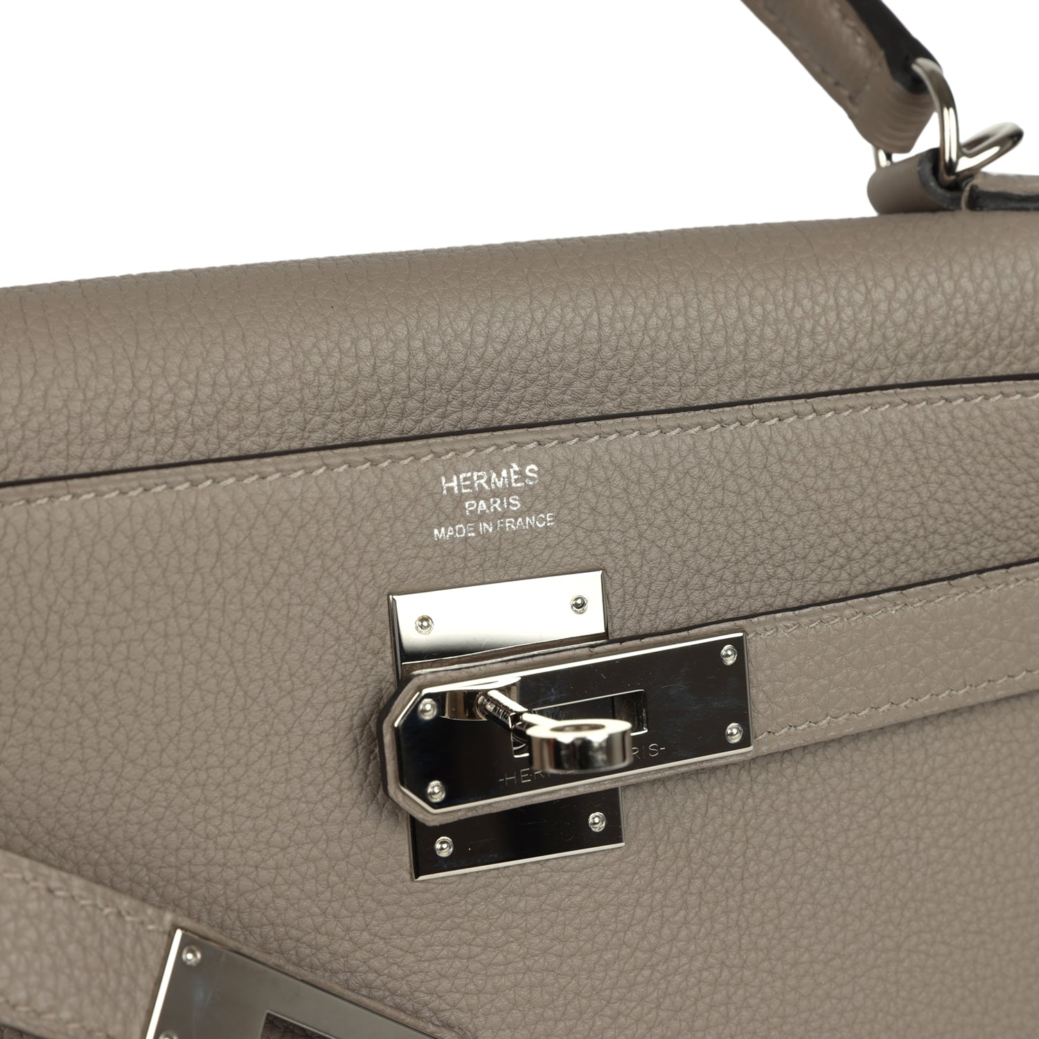 Pre-owned Hermes Kelly Retourne 28 Gris Asphalt Togo Palladium Hardware