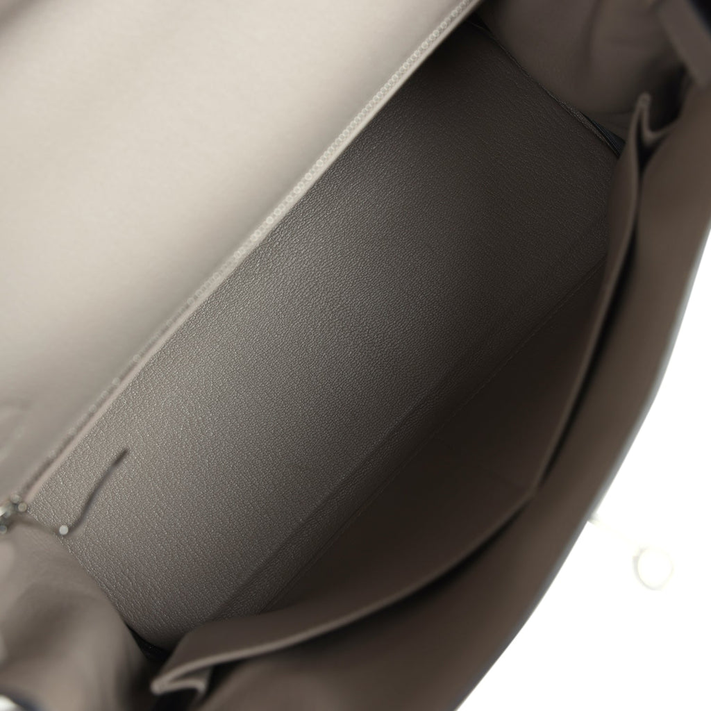 Pre-owned Hermes Kelly Retourne 28 Gris Asphalt Togo Palladium Hardware