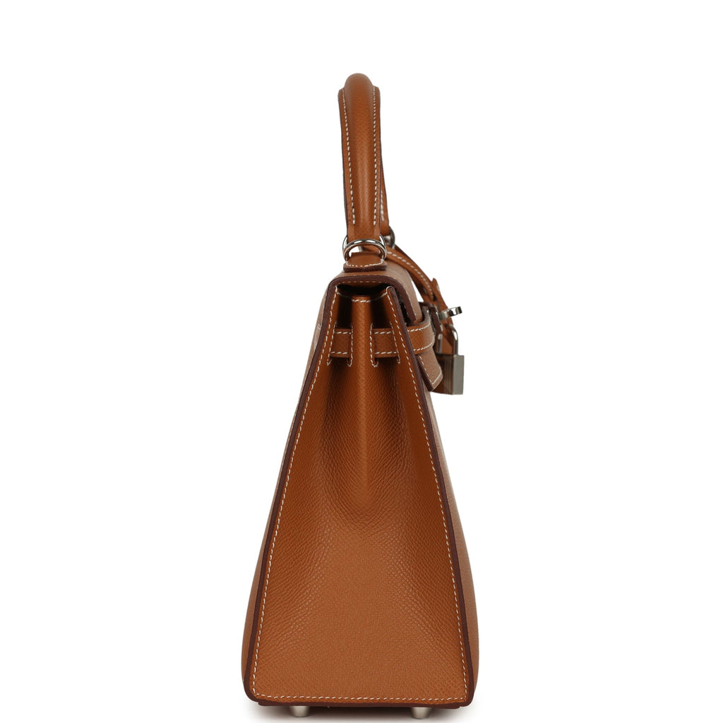 Pre-owned Hermes Kelly Sellier 25 Gold Epsom Palladium Hardware