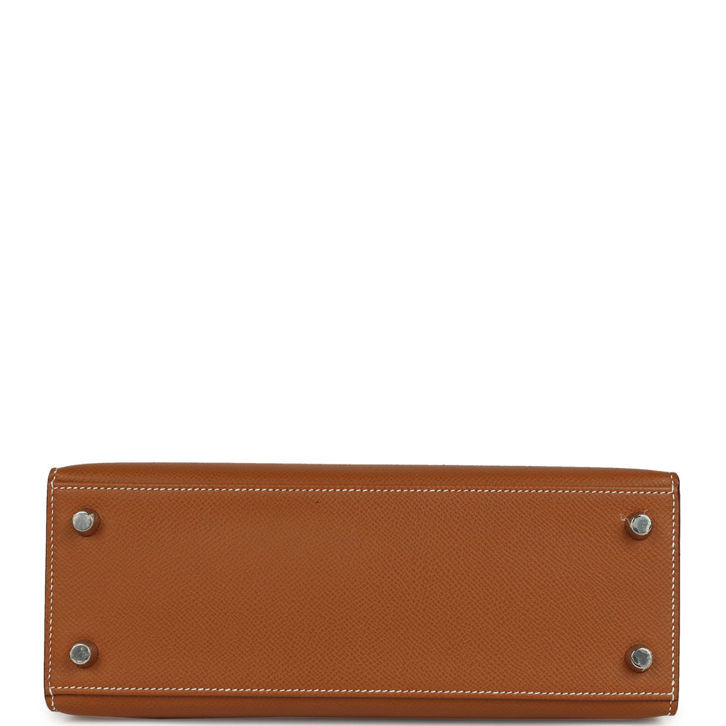 Pre-owned Hermes Kelly Sellier 25 Gold Epsom Palladium Hardware