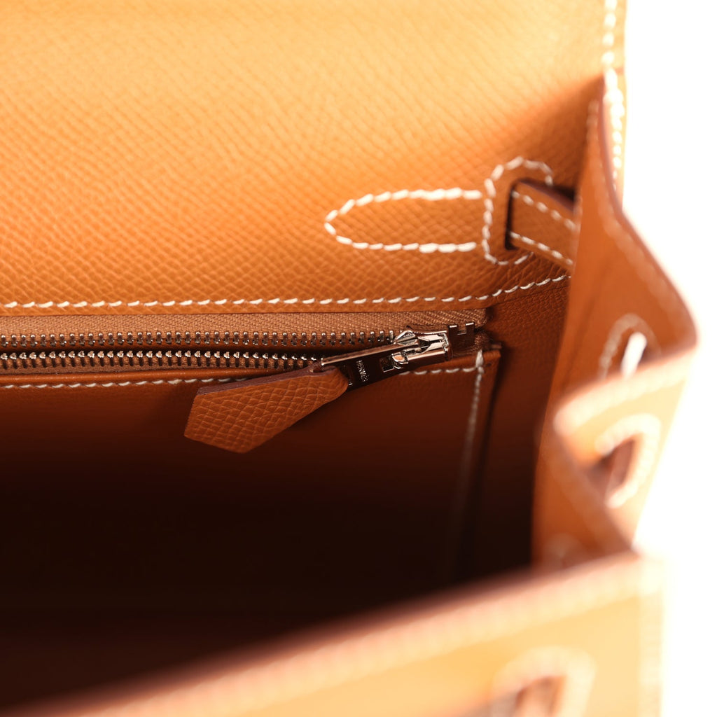 Pre-owned Hermes Kelly Sellier 25 Gold Epsom Palladium Hardware