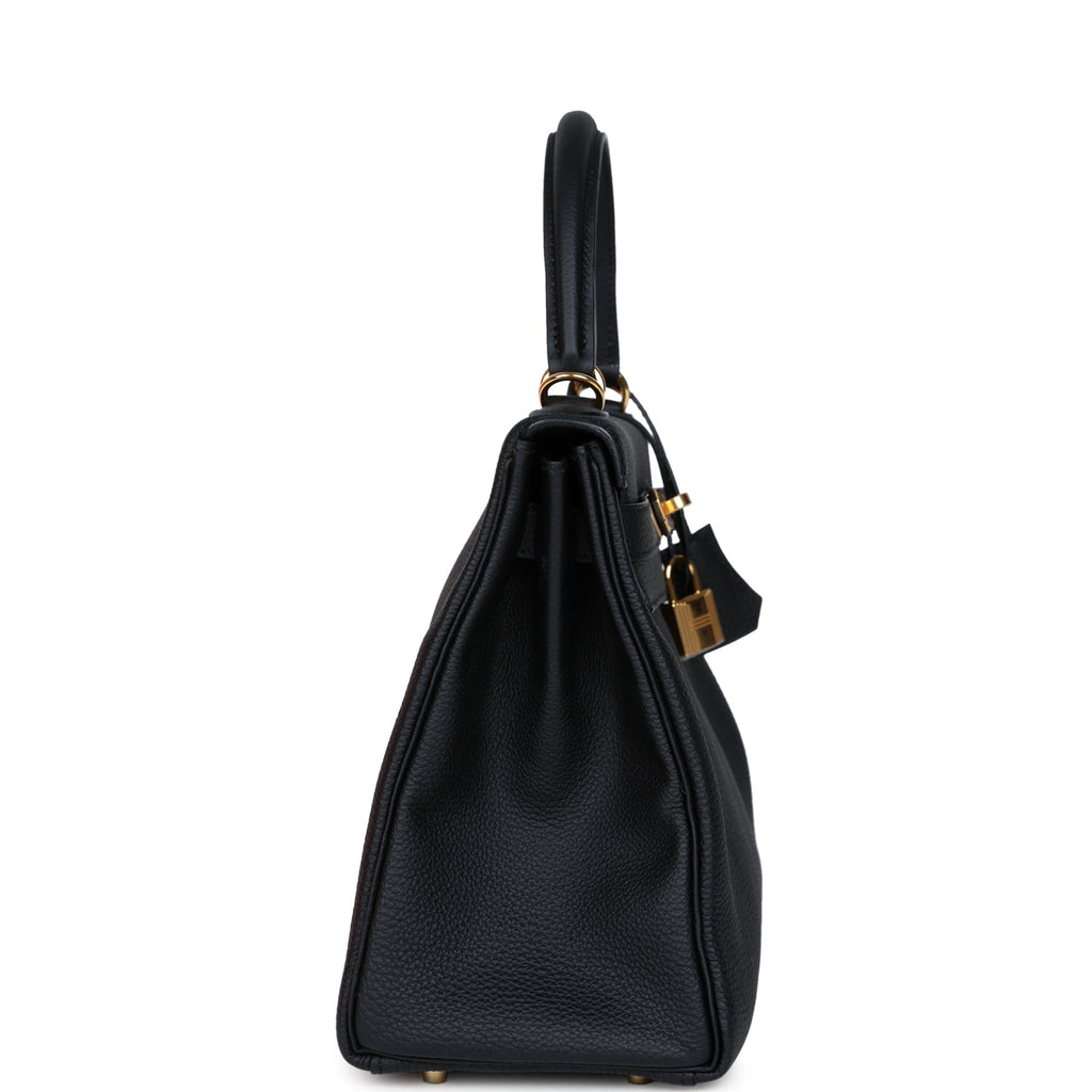 Hermes Kelly Retourne 28 Black Togo Gold Hardware