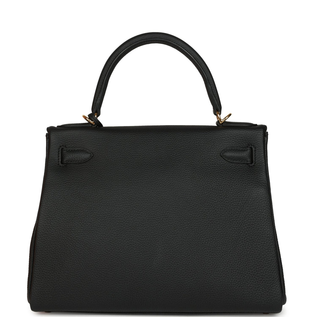 Hermes Kelly Retourne 28 Black Togo Gold Hardware