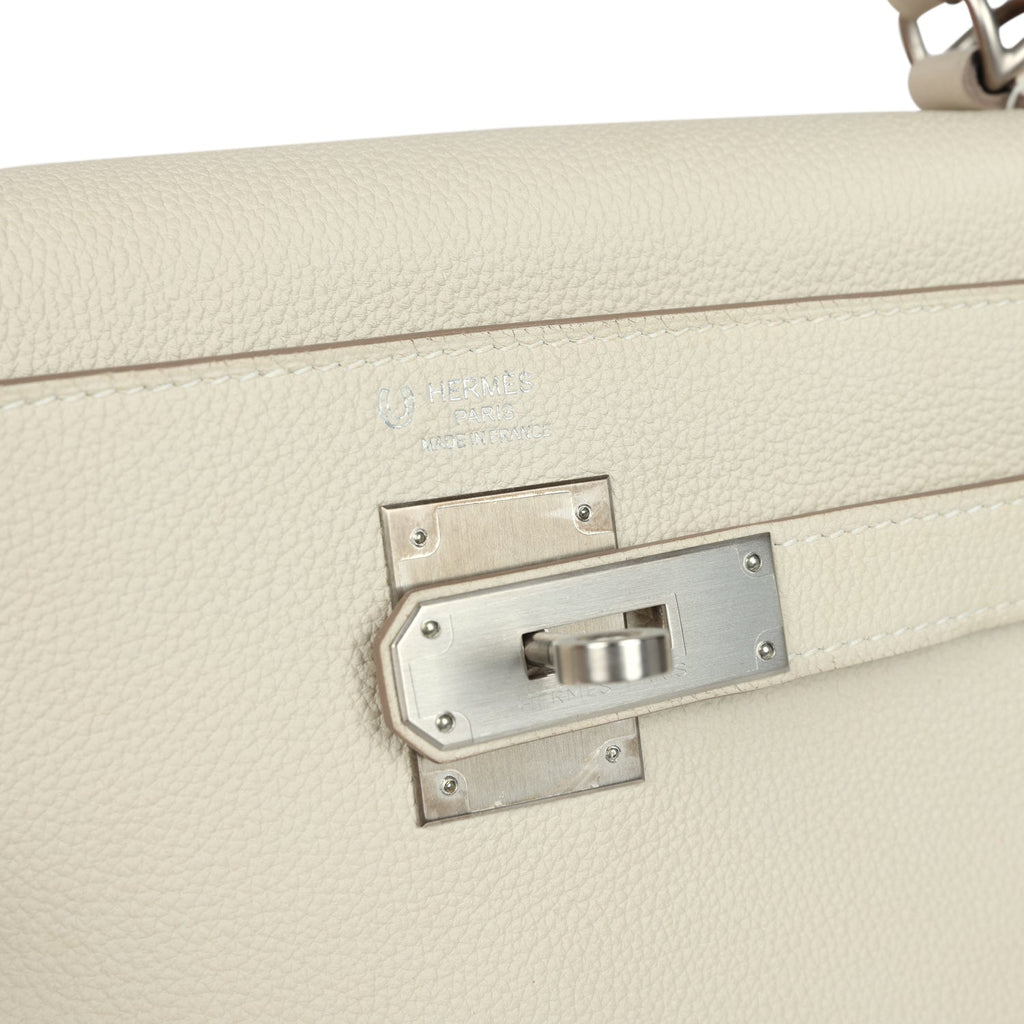 Pre-owned Hermes Special Order (HSS) Kelly Retourne 28 Beton Verso Togo Brushed Palladium Hardware