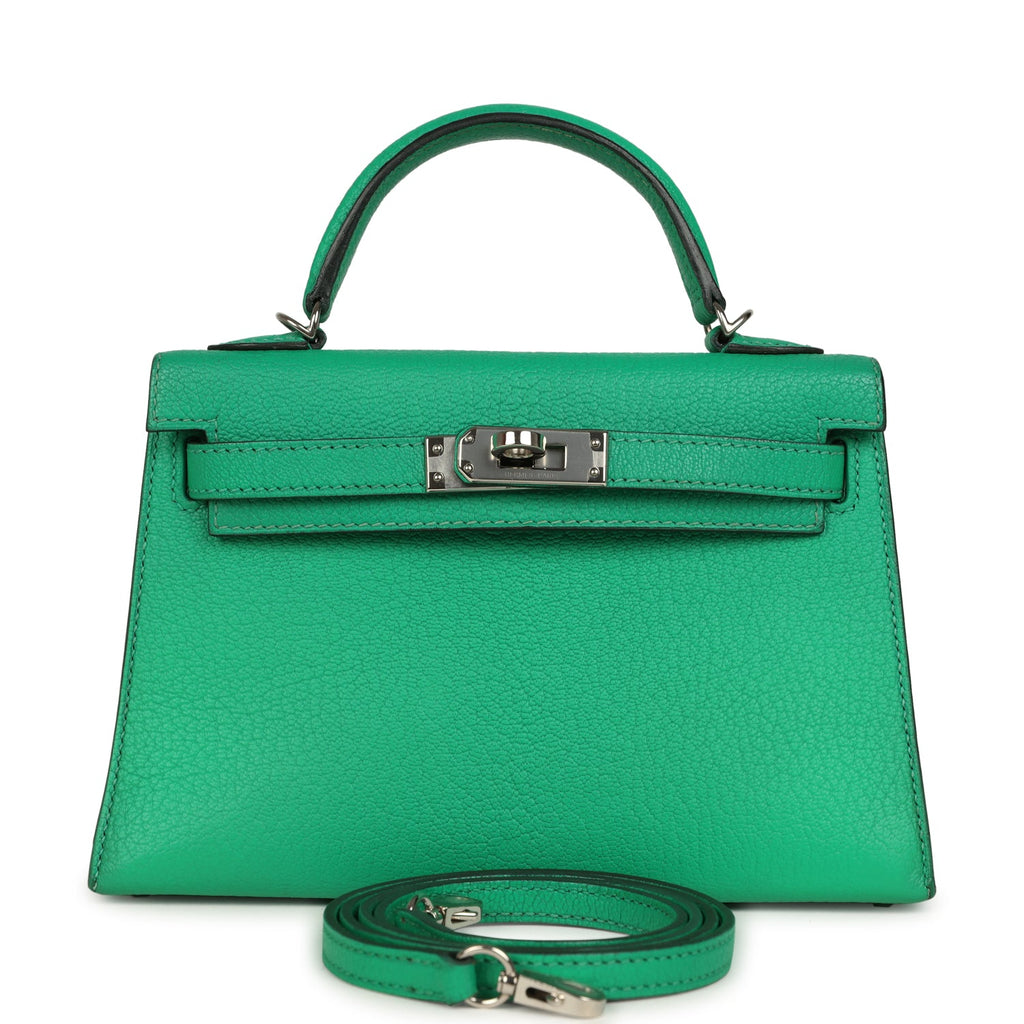 Pre-owned Hermes Kelly Sellier 20 Cactus Verso Chèvre Mysore Palladium Hardware