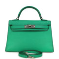 Pre-owned Hermes Kelly Sellier 20 Cactus Verso Chèvre Mysore Palladium Hardware