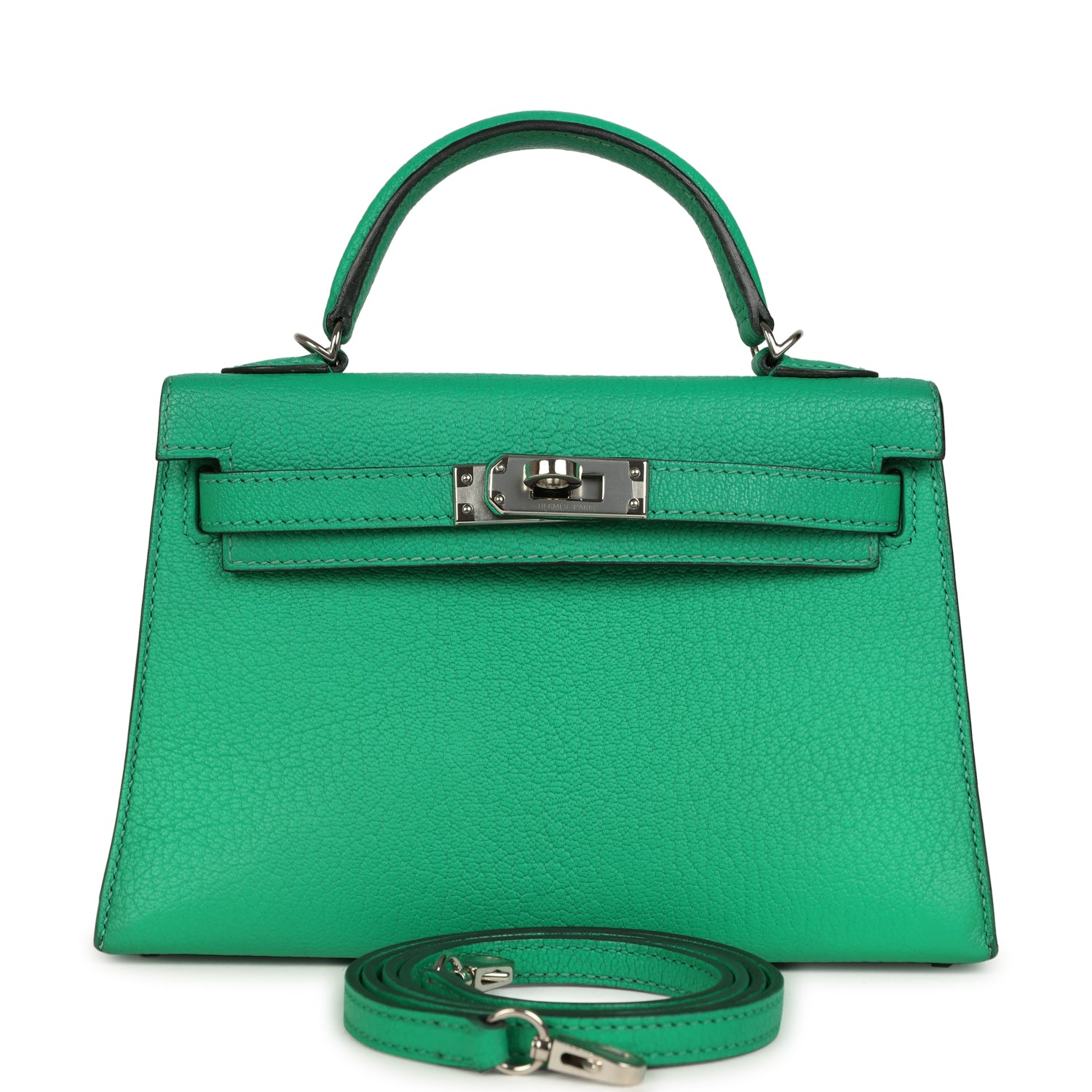Pre-owned Hermes Kelly Sellier 20 Cactus Verso Chèvre Mysore Palladium Hardware