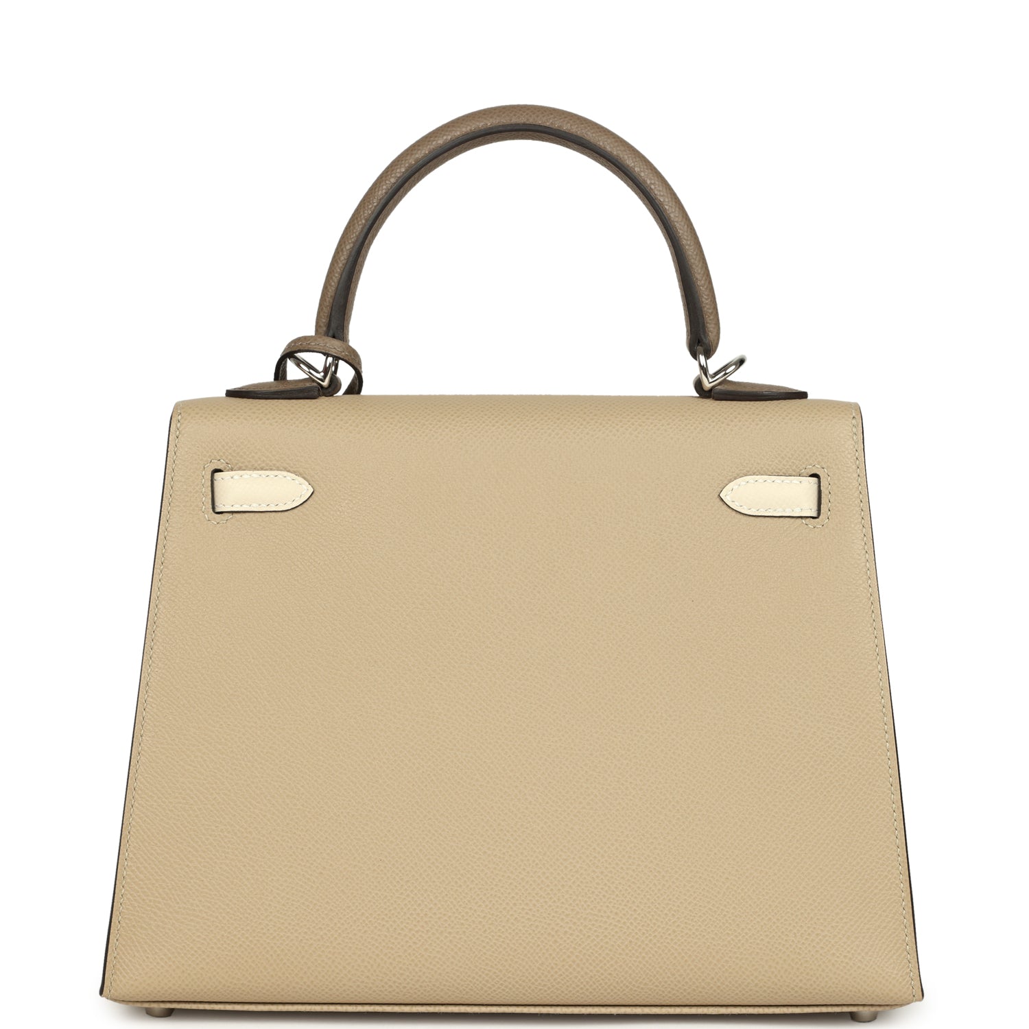 Hermes Kelly Sellier 25 Tri-Color Etoupe, Craie, Trench Epsom Palladium Hardware