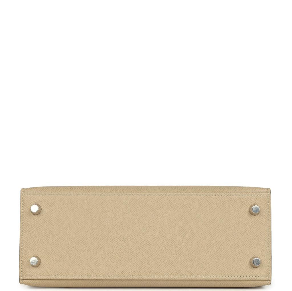 Hermes Kelly Sellier 25 Tri-Color Etoupe, Craie, Trench Epsom Palladium Hardware