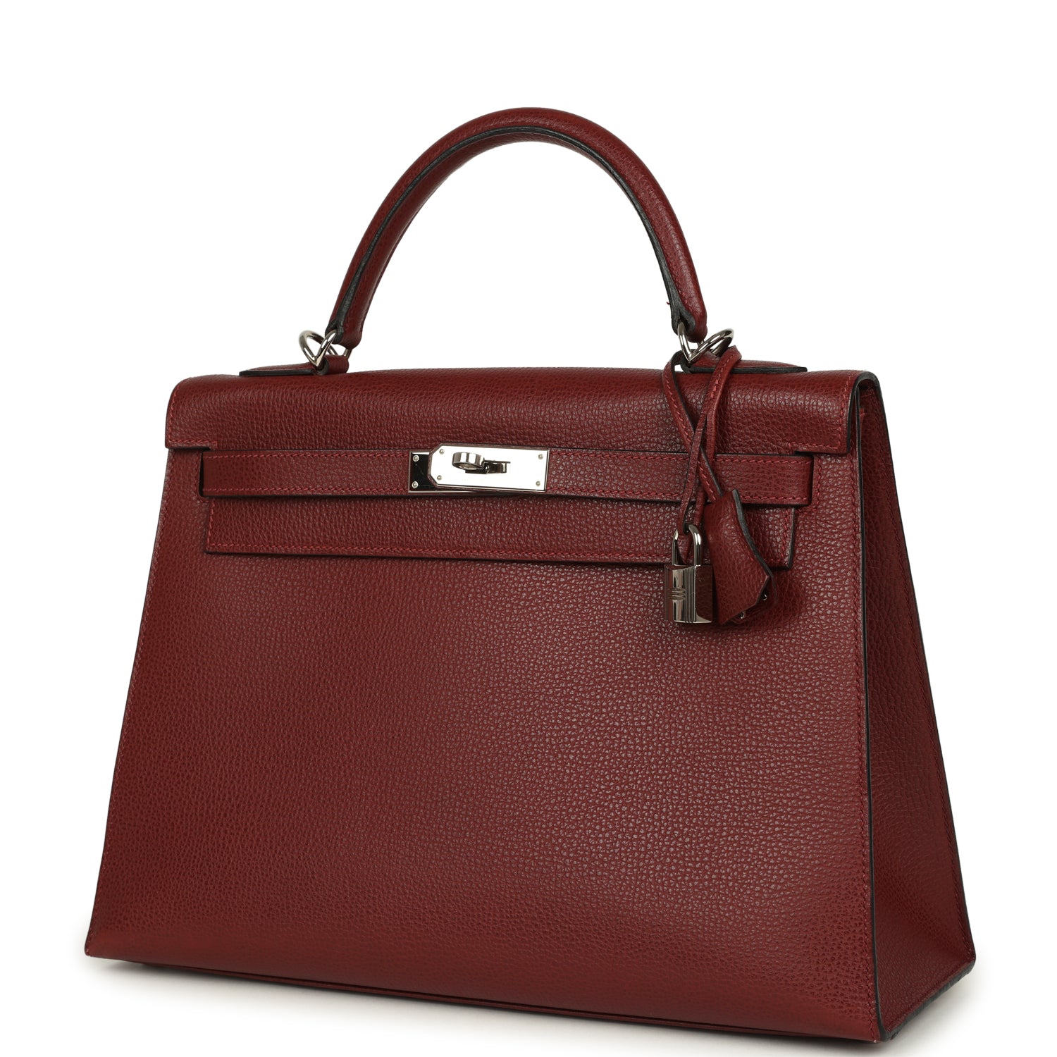 New Hermes Kelly Sellier 32 Rouge H Vache Liegee Palladium Hardware