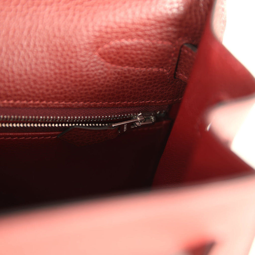New Hermes Kelly Sellier 32 Rouge H Vache Liegee Palladium Hardware